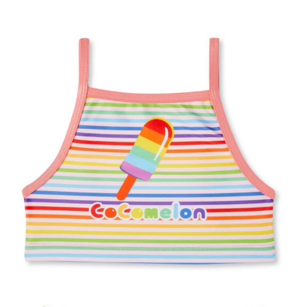 CoComelon Girls Rainbow Bikini Swim Top Size 2T Toddler Summer Swimwear